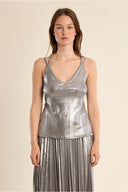 MOLLY BRACKEN Silver Metallic Top