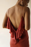 FARA BOUTIQUE Flora Henna Μάξι Μεταξωτό Φόρεμα