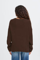 ICHI Chana LS Γυναικείο Πλεκτό Πουλόβερ Καφέ