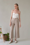 MIND MATTER Judith Linen High Waist Beige Pants