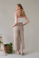 MIND MATTER Judith Linen High Waist Beige Pants