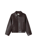 GRACE & MILA Sunisa Oversized Faux Leather Jacket Bordeaux