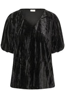 KAFFE Kaelva Black Velvet Blouse With Puffy Sleeves