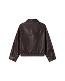GRACE & MILA Sunisa Oversized Faux Leather Jacket Bordeaux