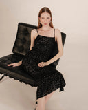 GRACE & MILA Tori Long Black Sequin Dress