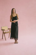 KAFFE Kahilda Satin Midi Skirt With Lace Trim