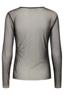 KAFFE Kastinna Transparent Black Long Sleeve Top With Rhinestones