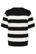 KAFFE Kalizza Γυναικεία Ριγέ Κοντομάνικη Μπλούζα BlackWhite