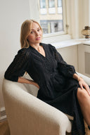 KAFFE Kamasha Μαύρο Βαμβακερό Μίντι Φόρεμα