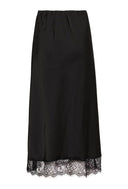 KAFFE Kahilda Satin Midi Skirt With Lace Trim