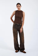 DR. DENIM Hill Women's Jeans Wide Leg Jet Brown Used