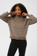 KAFFE Kalizz Brown Thin Striped Sweater