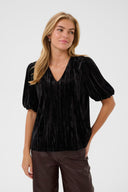 KAFFE Kaelva Black Velvet Blouse With Puffy Sleeves
