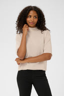 KAFFE Karegina Ecru Shimmering Blouse With Mock Neckline