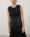 BEATRICE Black Sleeveless Dress With Embroidery