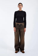 DR. DENIM Hill Women's Jeans Wide Leg Jet Brown Used