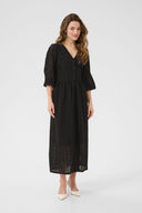 KAFFE Kamasha Μαύρο Βαμβακερό Μίντι Φόρεμα