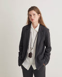 YERSE Dark Grey Herringbone Blazer