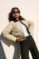 KAFFE Kaanneli Cropped Quilted Jacket With Collar