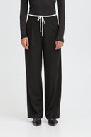 ICHI Ihkyrra Wide Leg Black Pleated Pants