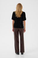 KAFFE Kaelva Black Velvet Blouse With Puffy Sleeves