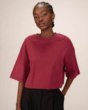GRACE & MILA Star Cropped Cotton T-shirt Μπορντώ
