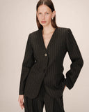 GRACE & MILA Shain Striped Wool Blazer Tailoring