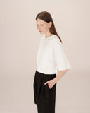 GRACE & MILA Star Cropped Cotton T-shirt Ivoire