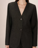 GRACE & MILA Shain Striped Wool Blazer Tailoring