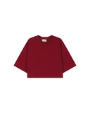 GRACE & MILA Star Cropped Cotton T-shirt Μπορντώ