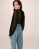 GRACE & MILA Sicilia Lace Blouse with Floral Pattern Noir