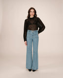 GRACE & MILA Sicilia Lace Blouse with Floral Pattern Noir