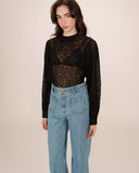 GRACE & MILA Sicilia Lace Blouse with Floral Pattern Noir