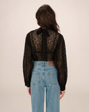 GRACE & MILA Sicilia Lace Blouse with Floral Pattern Noir