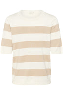 KAFFE Kalizza Chalk/Feather Grey Ριγέ Μπλούζα