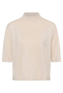 KAFFE Karegina Ecru Shimmering Blouse With Mock Neckline