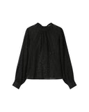 GRACE & MILA Sicilia Lace Blouse with Floral Pattern Noir
