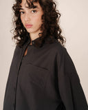 GRACE & MILA Sira Oversized Cotton Shirt Carbone
