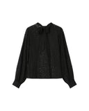 GRACE & MILA Sicilia Lace Blouse with Floral Pattern Noir