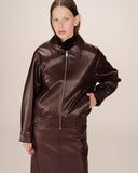 GRACE & MILA Sunisa Oversized Faux Leather Jacket Bordeaux