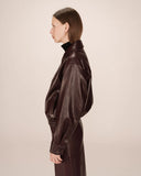 GRACE & MILA Sunisa Oversized Faux Leather Jacket Bordeaux