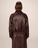 GRACE & MILA Sunisa Oversized Faux Leather Jacket Bordeaux