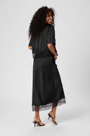 KAFFE Kahilda Satin Midi Skirt With Lace Trim