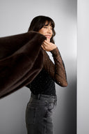 KAFFE Kastinna Transparent Black Long Sleeve Top With Rhinestones