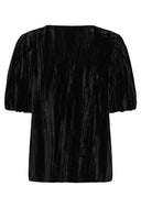 KAFFE Kaelva Black Velvet Blouse With Puffy Sleeves