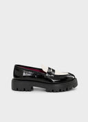 KMB Lissy Faux Fur Δερμάτινα Loafers Μαύρα