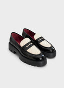 KMB Lissy Faux Fur Δερμάτινα Loafers Μαύρα