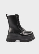 BUFFALO Jupiter Lace Up Mid Γυναικεία Μποτάκια Μαύρα