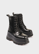 BUFFALO Jupiter Lace Up Mid Γυναικεία Μποτάκια Μαύρα
