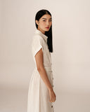 GRACE & MILA Prudence Long Linen Dress Ecru